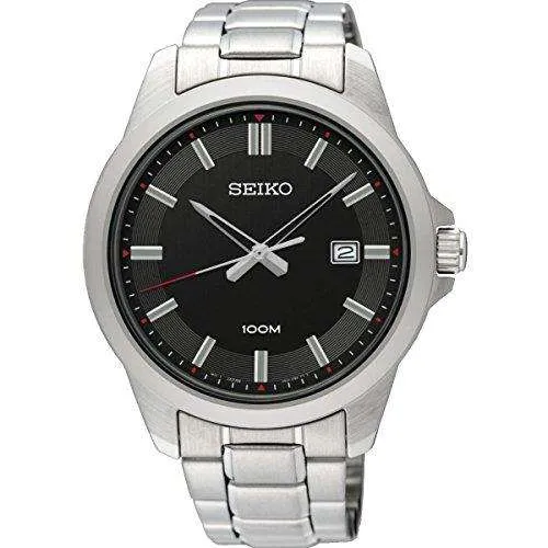 Seiko Stainless Steel Black Dial Men's Watch SUR245P1