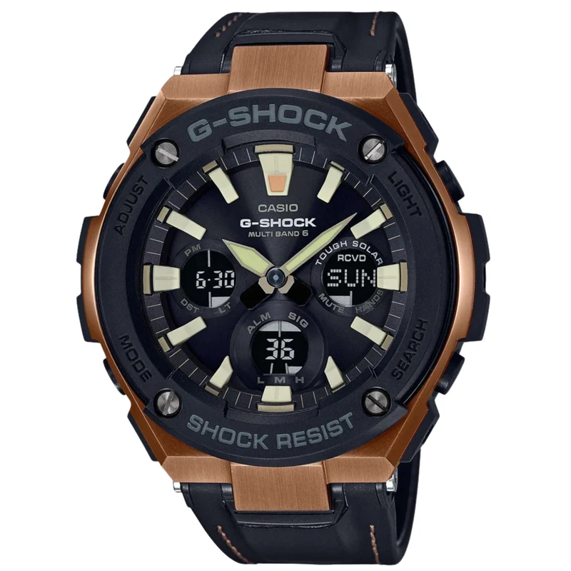 Casio G-Steel Black Leather Strap Men's Alarm Chronograph GST-W120L-1AER