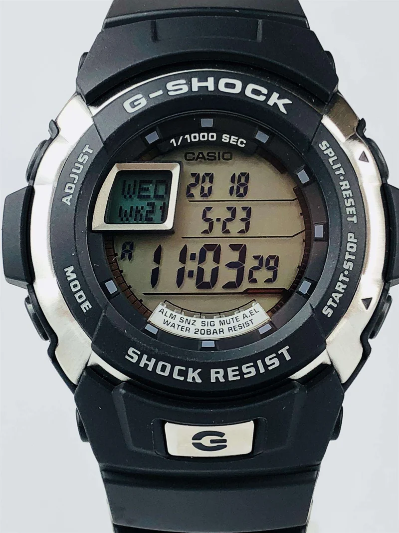 Casio G-Shock Black Silver Men's Alarm Chronograph Watch G-7700-1ER