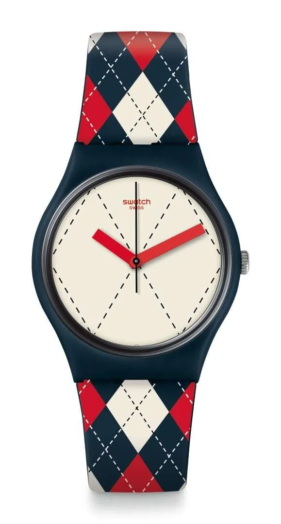 Swatch Socquette Golf Blue Plastic Case Blue Silicone Strap White Dial Watch GN255