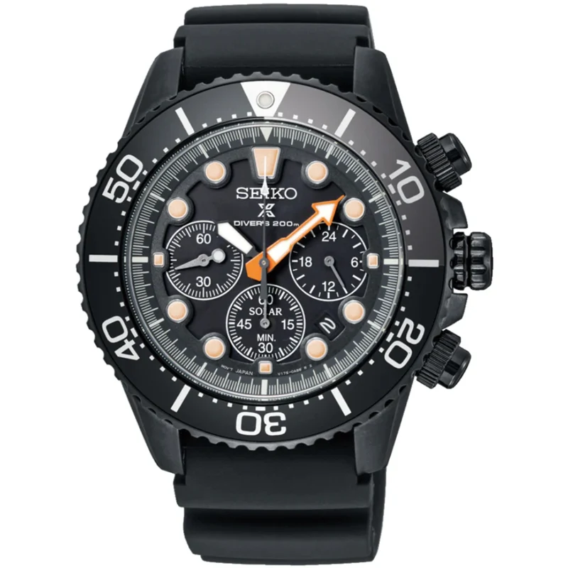 Seiko Prospex Solar Black Series Limited Edition Black Dial Men's Diver's Chronograph SSC673P1