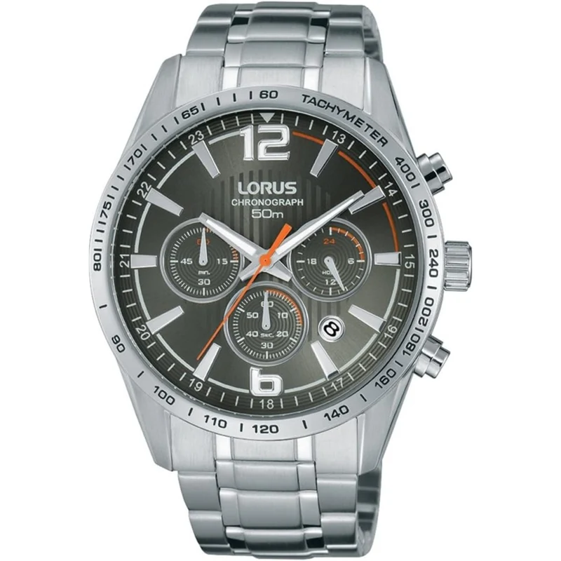 Lorus Sports Silver Stainless Steel Strap Gray Dial Men's Watch Chronograph RT301FX9