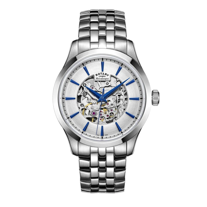 Rotary Skeleton Stainless Steel Blue Men’s Automatic Watch