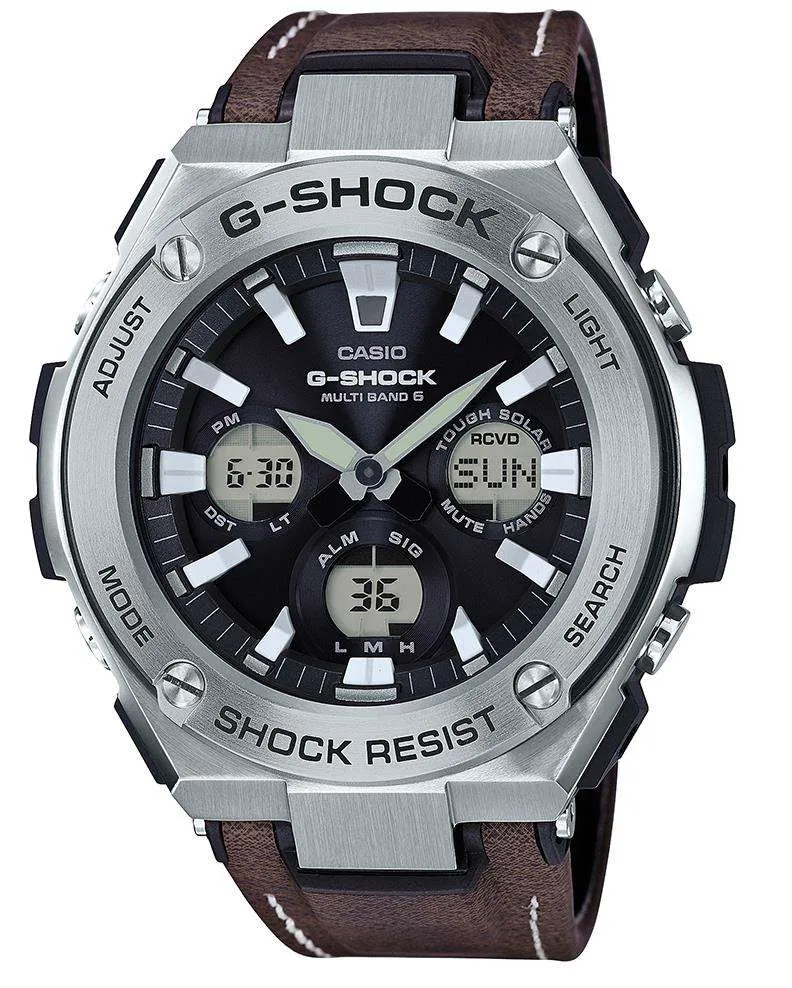Casio G-Steel Brown Leather Strap Men's Alarm Chronograph GST-W130L-1AER