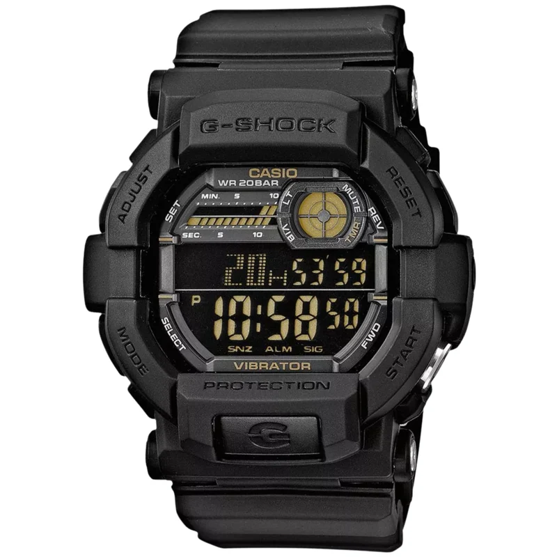Casio Classic G-Shock Black Vibrating Timer Alarm Chronograph Men's Watch GD-350-1BER 50mm