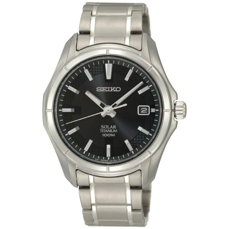 Seiko Solar Titanium Black Dial Men’s Watch SNE141P1