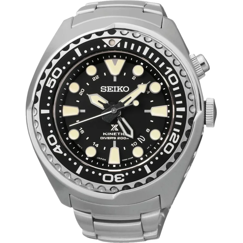 Seiko Prospex Kinetic Stainless Steel Black Dial Men’s Diver's Watch SUN019P1
