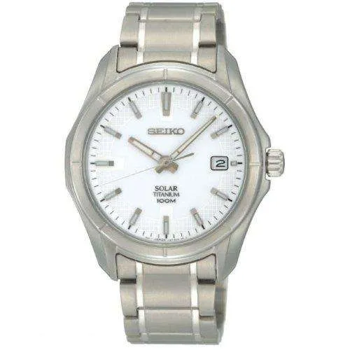 Seiko Solar Titanium White Dial Men’s Watch SNE139P1
