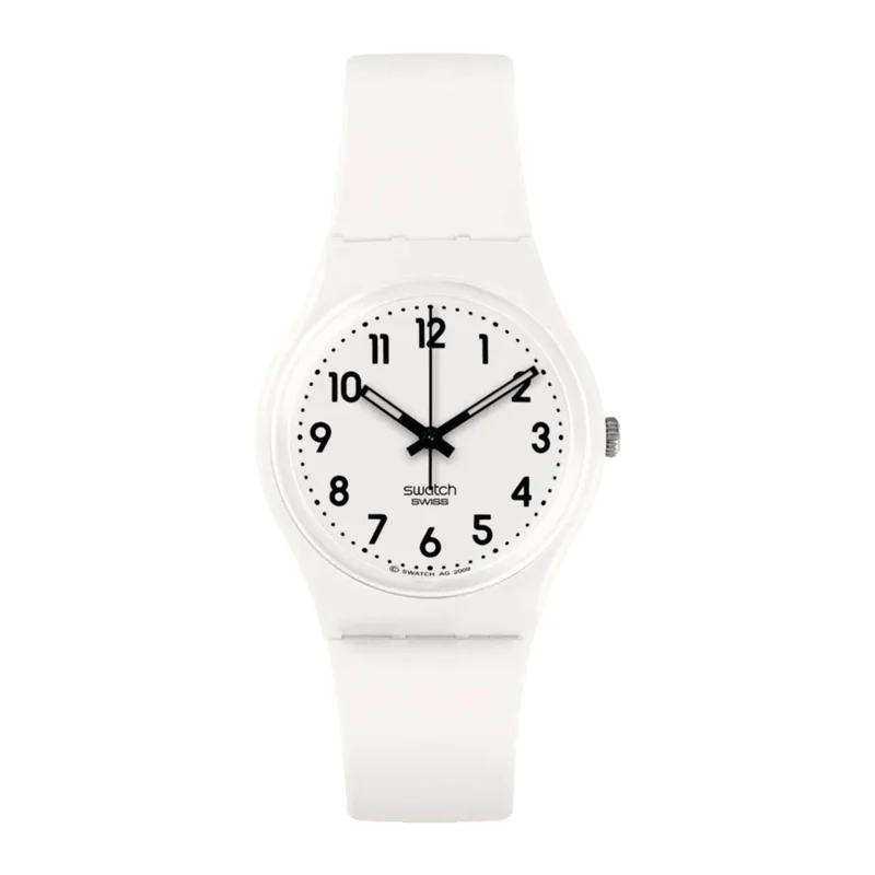 Swatch Just White Soft Quartz White Dial Silicone Strap Watch SO28W107-S14