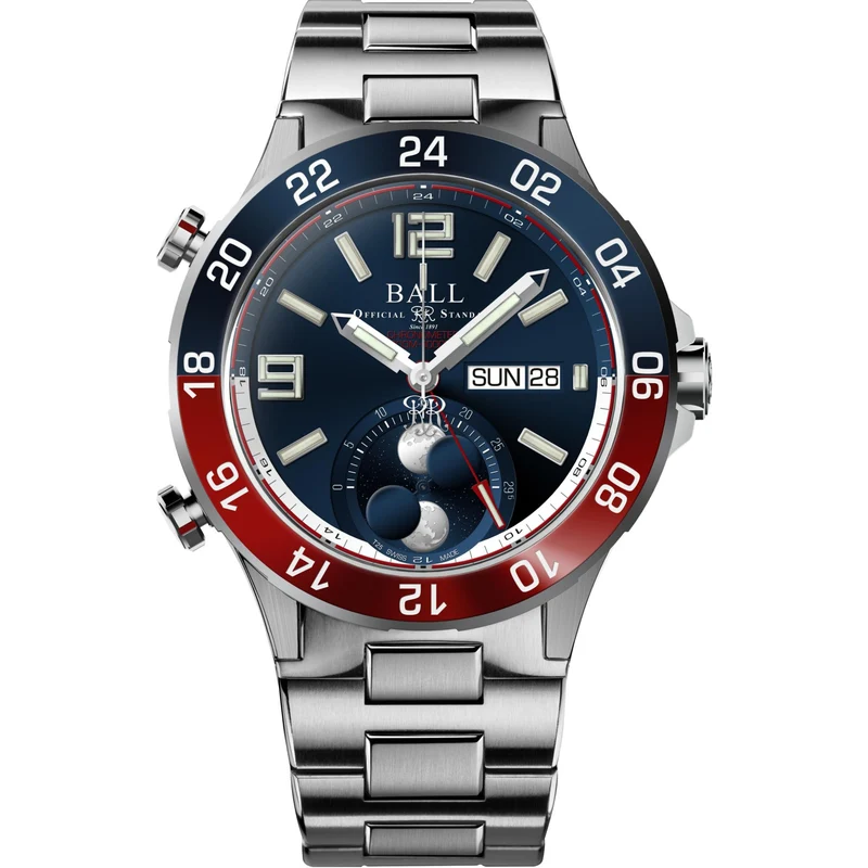Ball Roadmaster Marine GMT Moon Phase Automatic Blue Dial Titanium Strap Men’s Watch DG3220A-S1CJ-BE