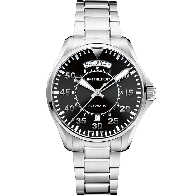 Hamilton Khaki Aviation 42mm Black Dial Steel Mens Automatic Watch H64615135