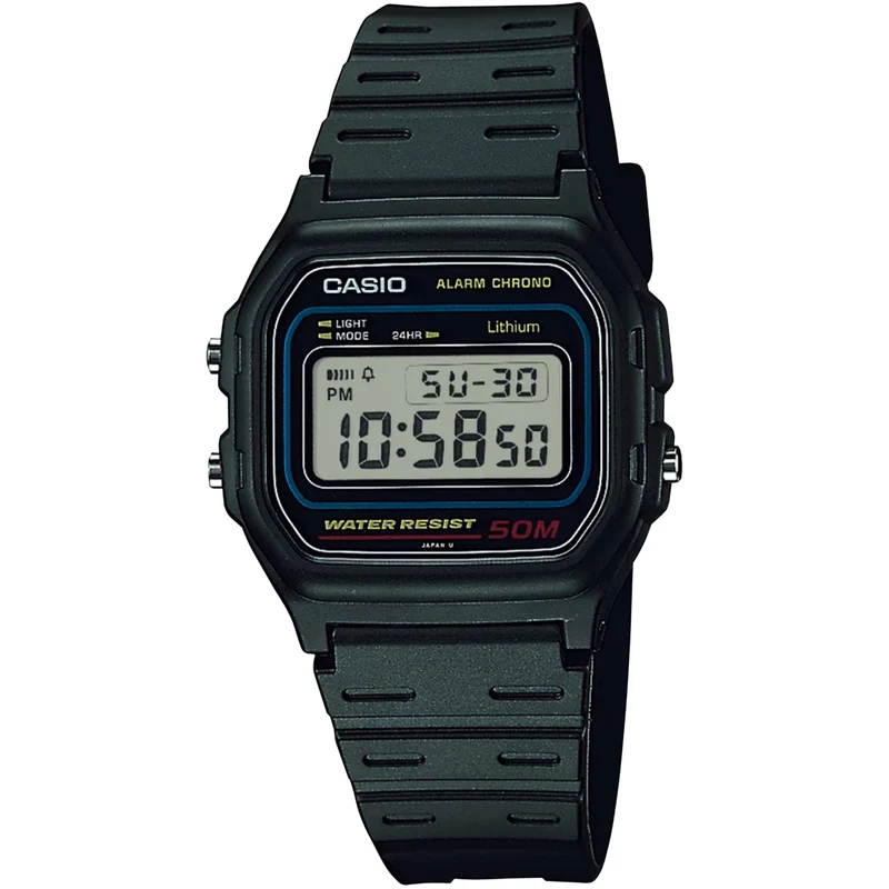 Casio Timeless 33.5mm Digital Resin Quartz Watch W-59-1VQES