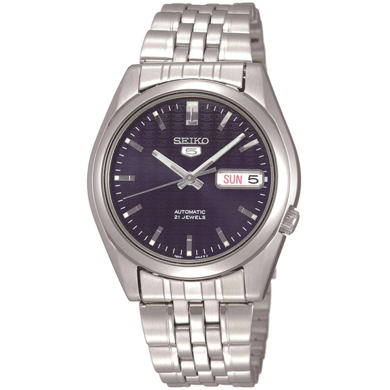 Seiko 5 Classic 37mm Blue Dial Steel Mens Automatic Watch SNK357K1