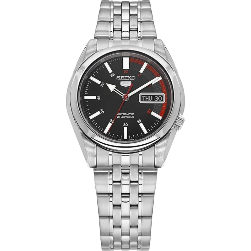 Seiko 5 Automatic Black Dial Steel Strap Men's Watch SNK375K1
