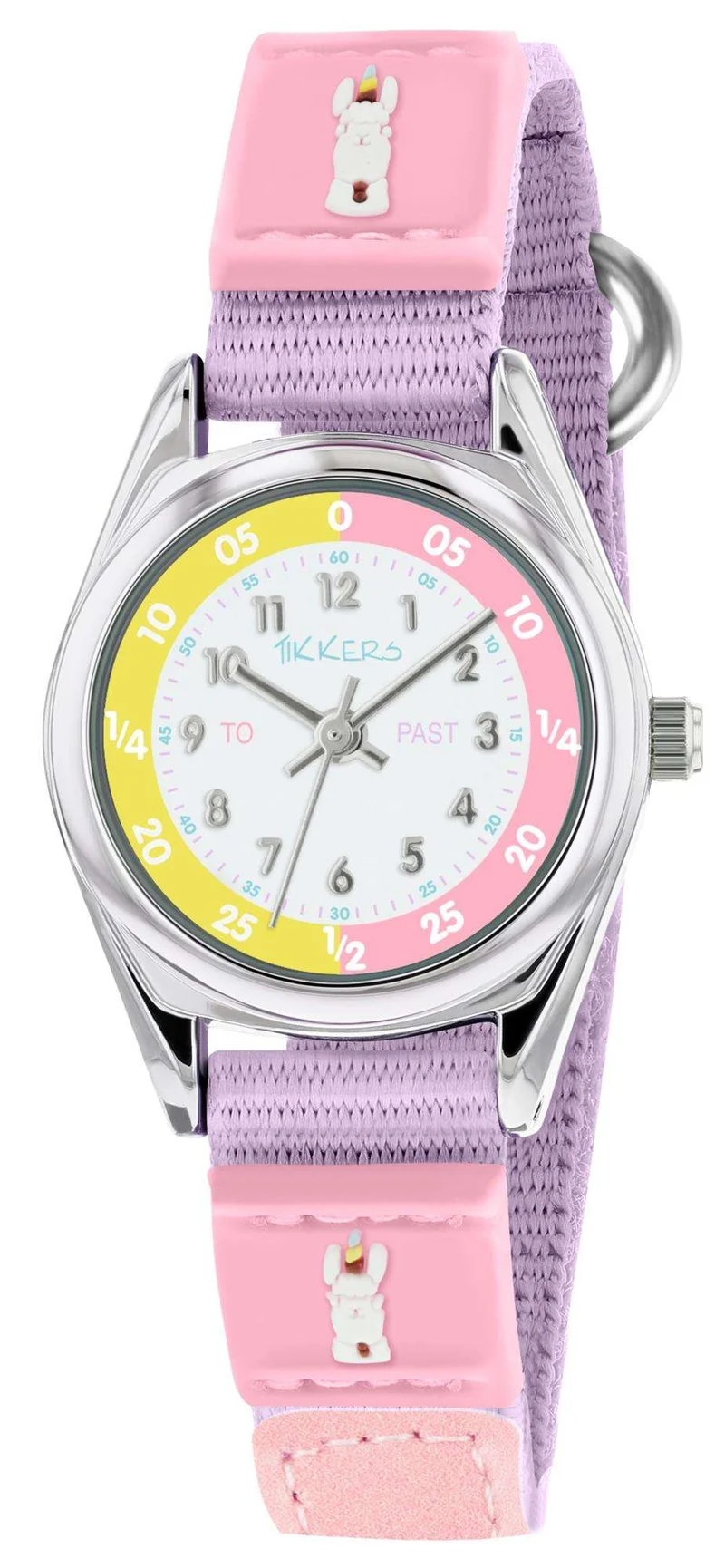 Tikkers Time Teacher Quartz White Dial Pink Unicorn Strap Girls Watch TK0179
