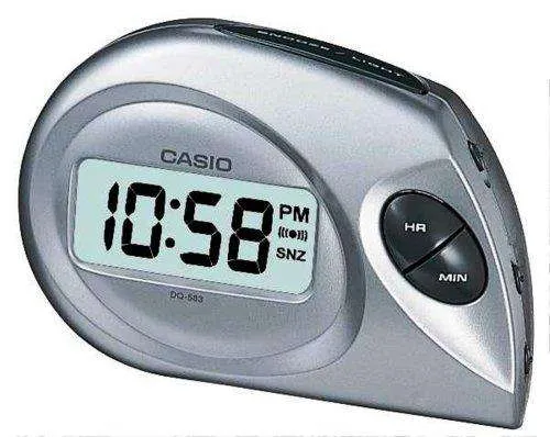 Casio Bedside Quartz Digital LCD Dial Silver Plastic Alarm Clock DQ-583-8EF