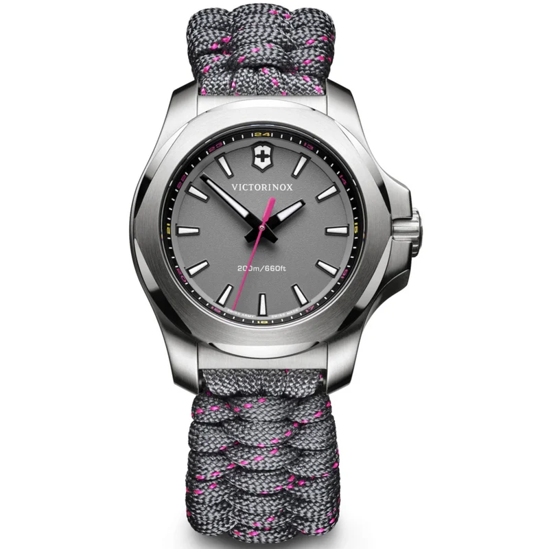 Victorinox I.N.O.X V Grey Paracord Silver Stainless Steel Quartz Ladies Watch 241771