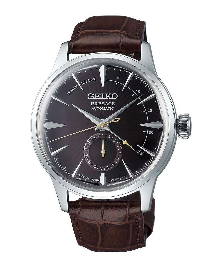 Seiko Presage Cocktail Time Black Cat Martini Automatic Brown Leather Strap Brown Dial Men's Watch SSA393J1