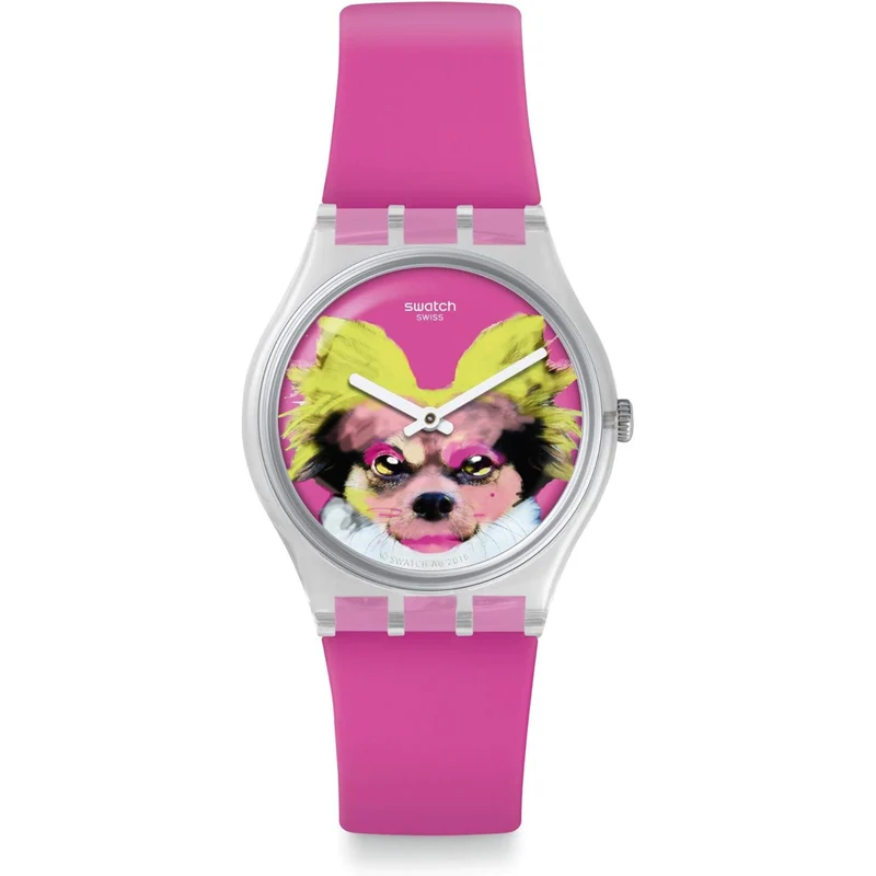 Swatch Pinkapippa Always Pippa Dog Pink Silicone Strap Girls Watch GE267