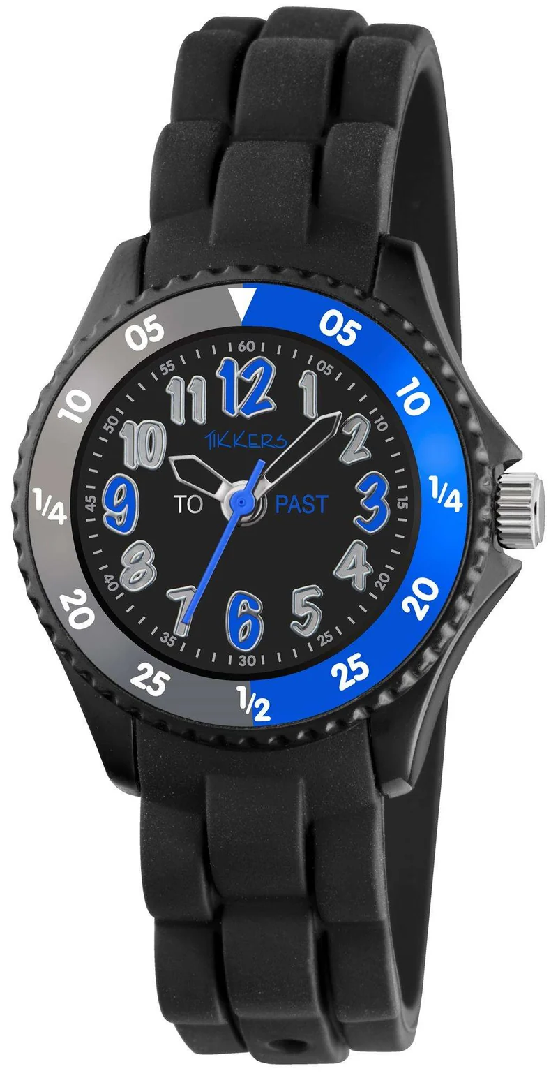 Tikkers Time Teacher Quartz Black Blue Plastic Boys Watch