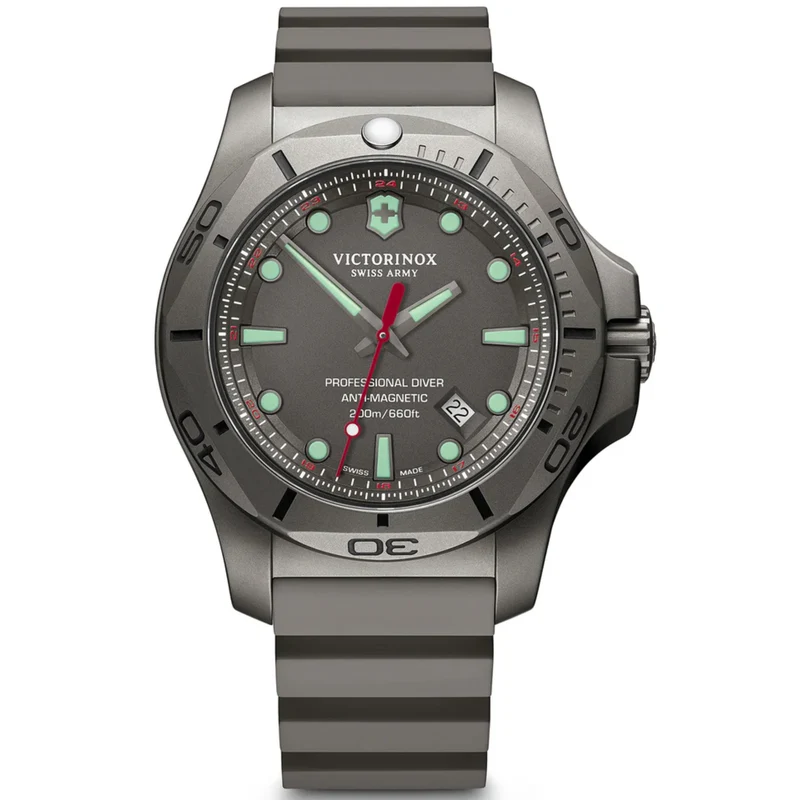Victorinox I.N.O.X Professional Diver Quartz Grey Dial Grey Rubber Strap Men's Watch 241810