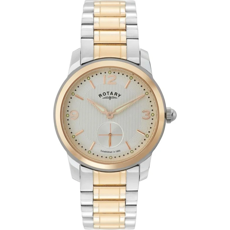 Rotary Cambridge Two Tone Strap Rose Gold Stainless Steel Case Men's Watch GB02701/01