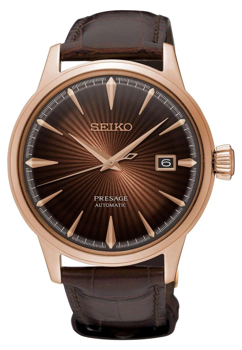 Seiko Presage Cocktail Time Automatic Brown Leather Strap Brown Dial Men's Watch SRPB46J1