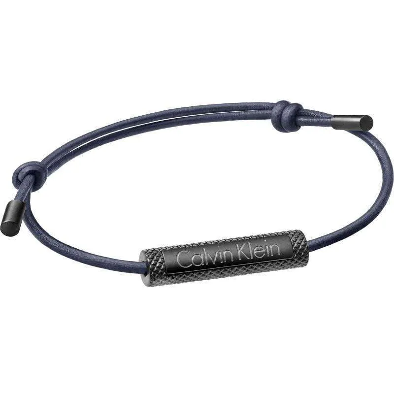 Calvin Klein Blue Tube Leather Mens Bracelet KJ7LLB19010S