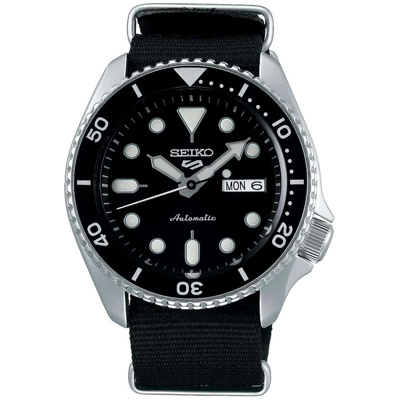 Seiko 5 Sports Black Dial Black Canvas Strap Automatic Men's Watch SRPD55K3