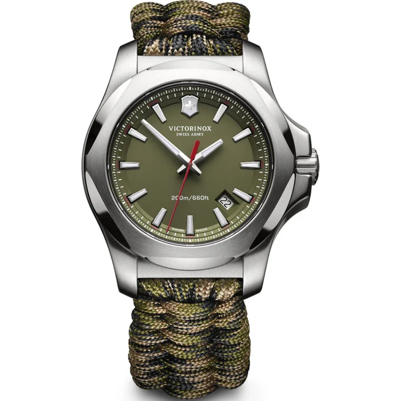 Victorinox I.N.O.X Special Survival Paracord Green Strap Stainless Steel Case Men's Watch 241727.1
