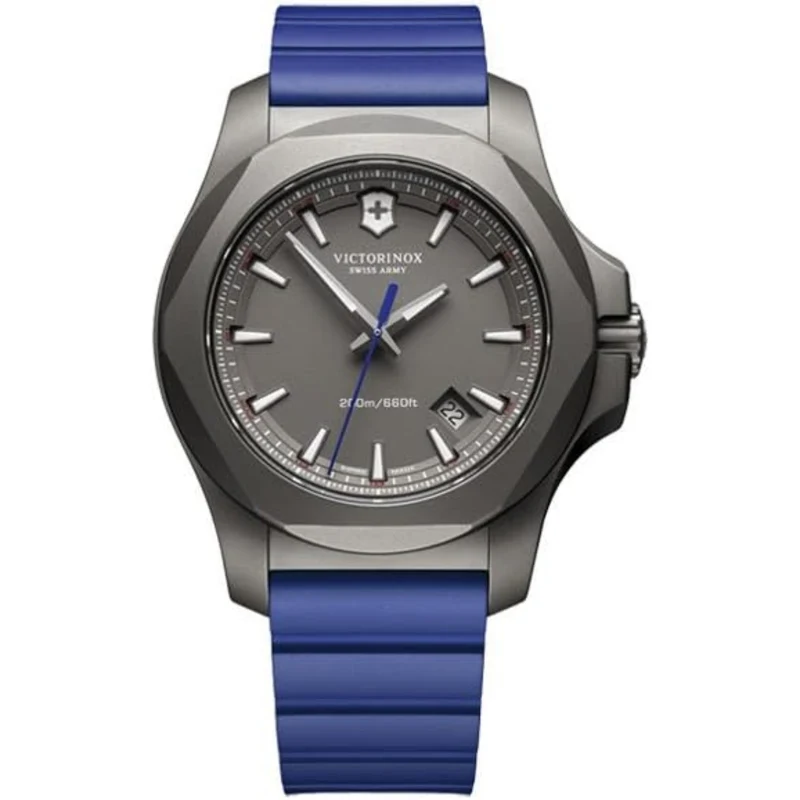 Victorinox Swiss Army I.N.O.X Blue Rubber Grey Titanium Quartz Men's Watch 241759