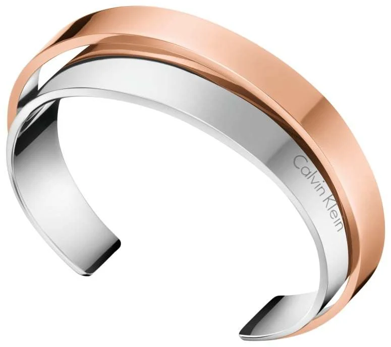 Calvin Klein Unite Rose Gold Silver Stainless Steel Ladies Bangle KJ5ZPF20010M