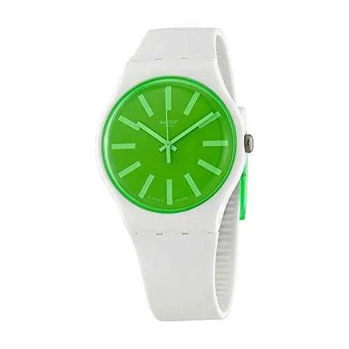 Swatch Grassneon White Silicone Strap Green Dial Men’s Watch SUOW166 41mm