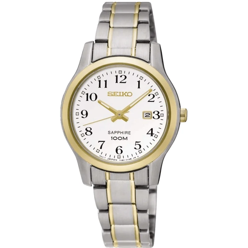 Seiko Quartz Stainless Steel and Gold White Dial Ladies’ Watch SXDG90P1