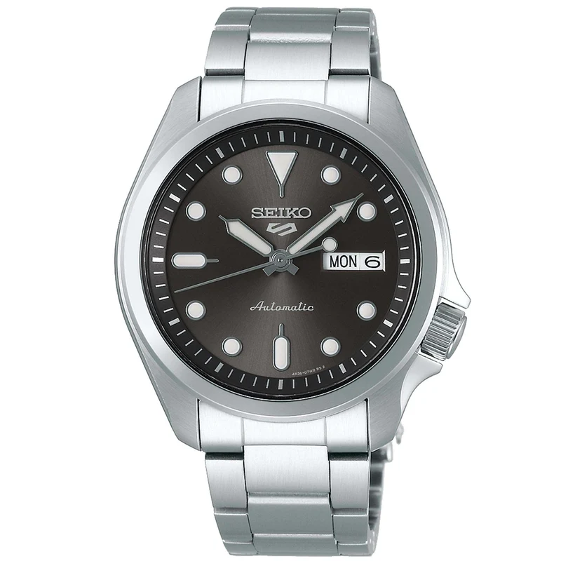 Seiko 5 Sports Solid Boy Automatic Grey Dial Silver Steel Men's Watch SRPE51K1