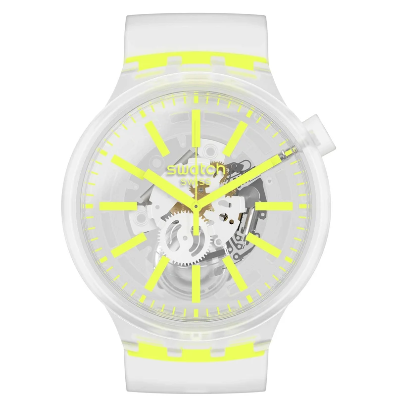 Swatch YellowInJelly Quartz Transparent Dial Silicone Strap Watch SO27E103