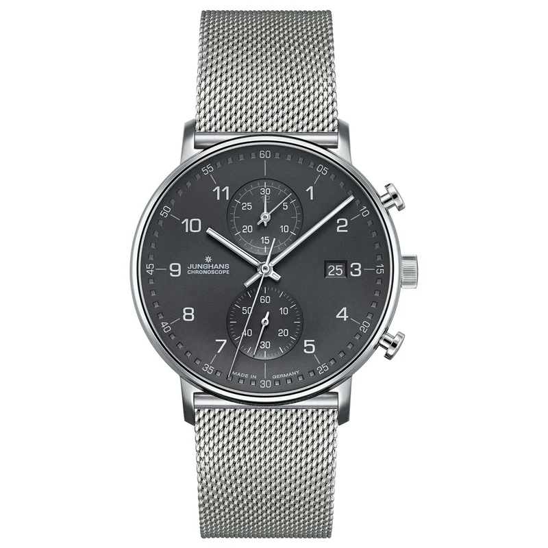 Junghans Form Quartz 41487744 Grey Dial Silver Milanese Bracelet Men's Watch