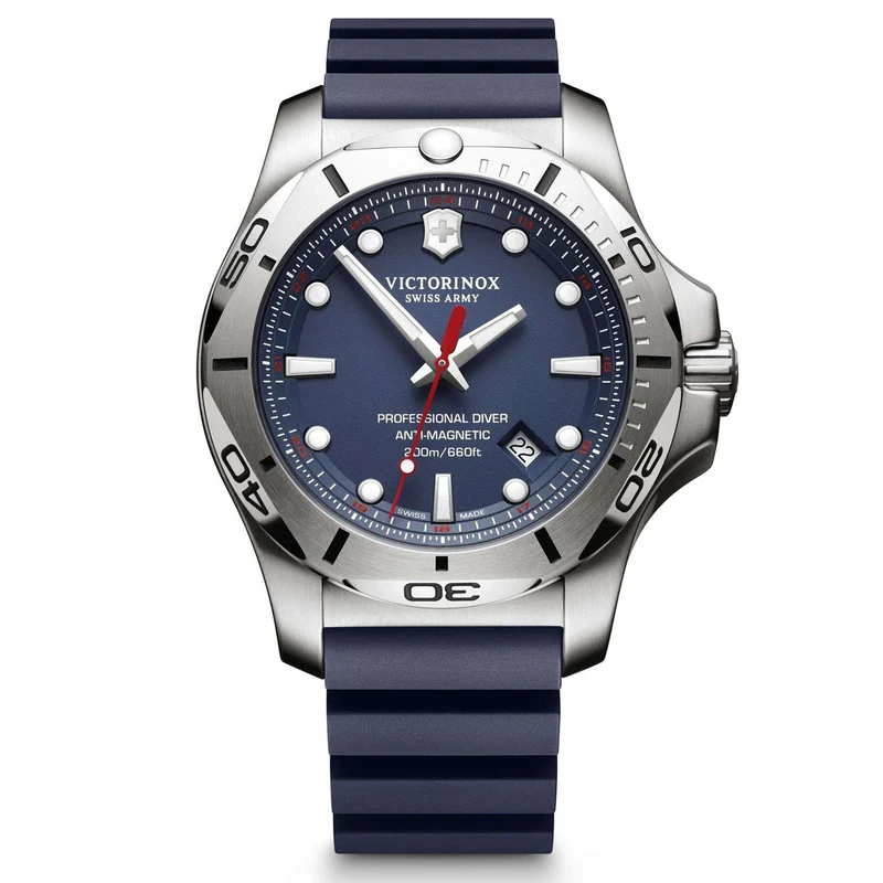 Victorinox Swiss Army I.N.O.X Professional Diver Blue Dial Blue Rubber Bracelet Men's Watch 241734