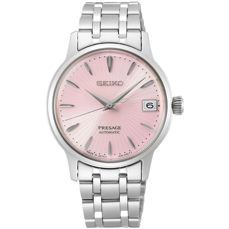 Seiko Presage Pink Dial Silver Stainless Steel Bracelet Automatic Ladies Watch SRP839J1