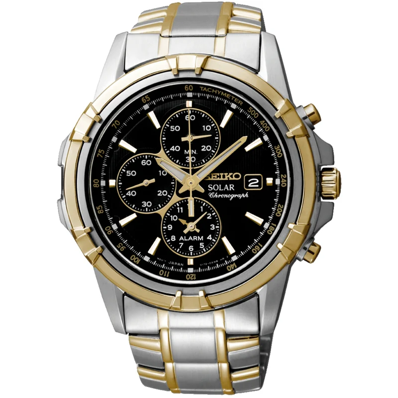 Seiko Solar Stainless Steel Gold Men’s Chronograph SSC142P1