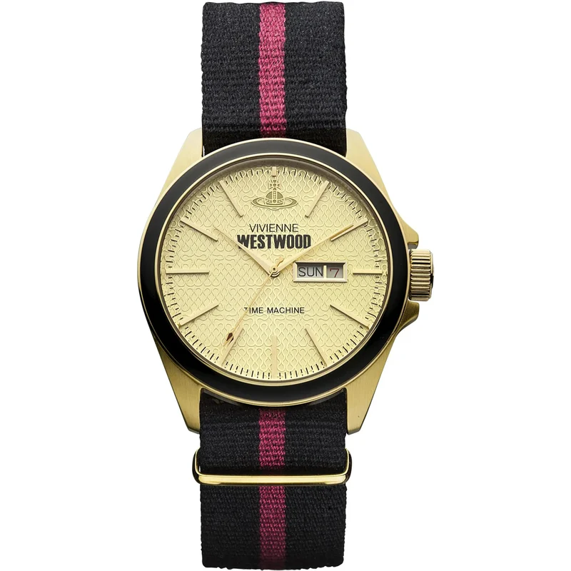 Vivienne Westwood Camden Lock II Fabric Strap Gold Dial Ladies’ Watch VV068GDBK