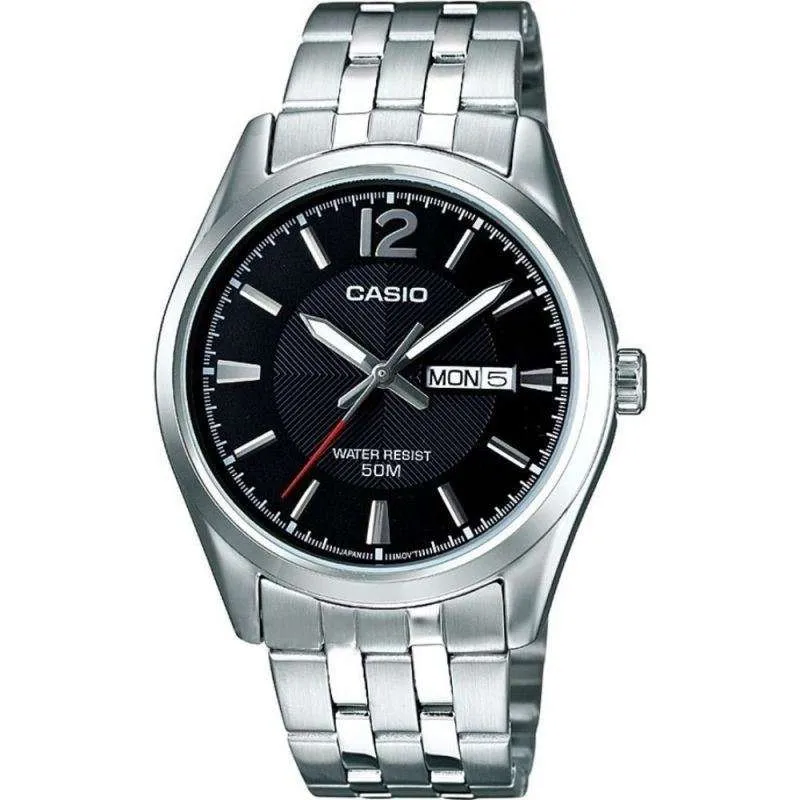 Casio Men's Quartz Watch with Silver Dial Analogue - Digital Display and Silver Metal Strap MTP1335PD-1AVEF
