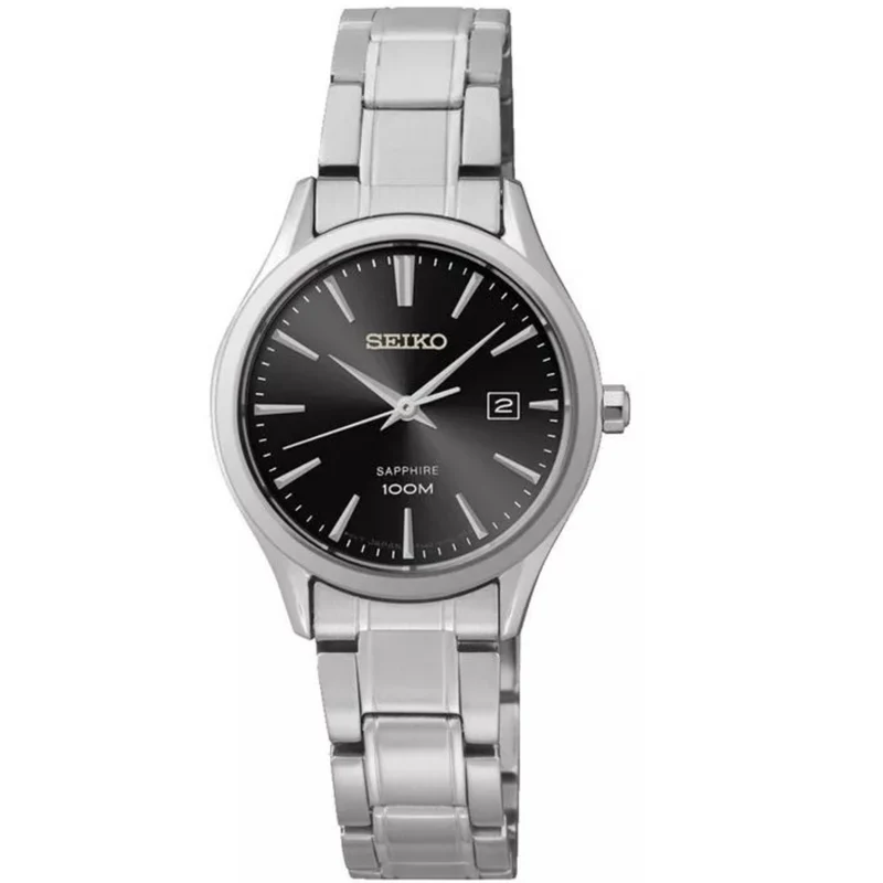 Seiko Quartz Stainless Steel Black Dial Ladies’ Watch SXDG19P1