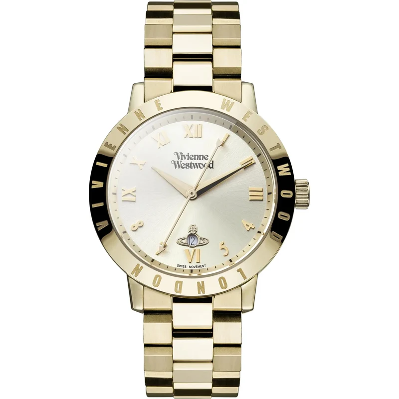 Vivienne Westwood Bloomsbury Quartz Gold Dial Gold PVD Stainless Steel Ladies Watch VV152GDGD