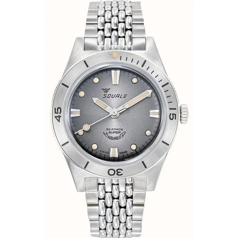 Squale Super-Squale Automatic Grey Dial Steel Strap Men’s Watch SUPERSSG.AC