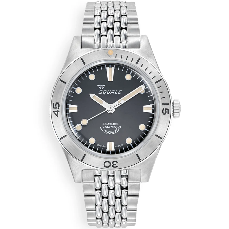 Squale Super-Squale Automatic Black Dial Steel Strap Men's Watch SUPERSSBK.AC