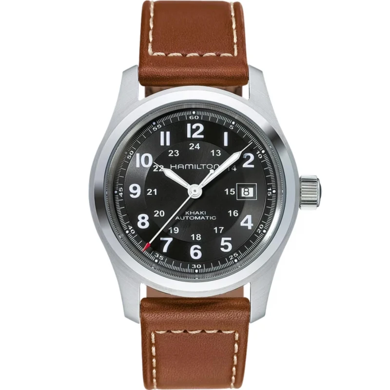 Hamilton Khaki Field 42mm 'The Avengers' Black Dial Leather Mens Automatic Watch H70555533