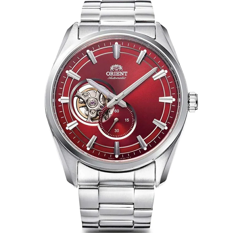 Orient Stretto 41mm Semi Skeleton Red Dial Steel Mens Automatic Watch RA-AR0010R10B