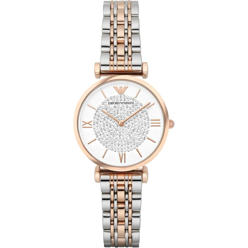 Emporio Armani Gianni T-BAR 32mm White Dial Steel Ladies Quartz Watch AR1926
