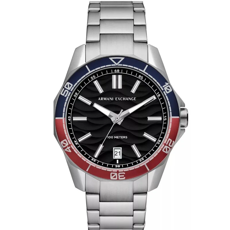 Armani Exchange Spencer 44mm Black Dial Steel Mens Quartz Watch AX1955